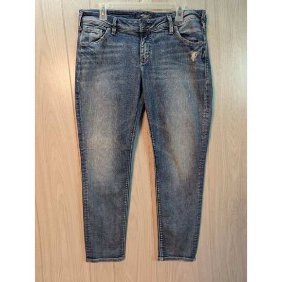 Silver Jeans Womens 30x27 Sam Boyfriend Distressed Stretch Blue Denim - Picture 1 of 10